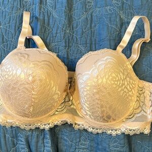 Blush pink lace push up bra